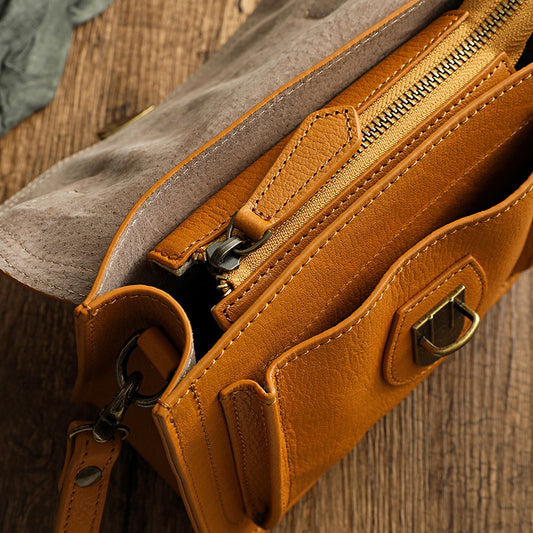 Top Layer Vegetable Tanning Leather Returning To Work Shoulder Bags