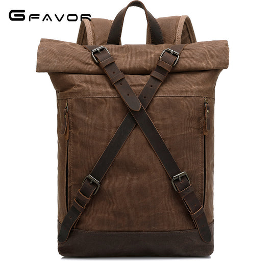 Men's Retro Waterproof Oil Wax Canvas Crazy Backpacks