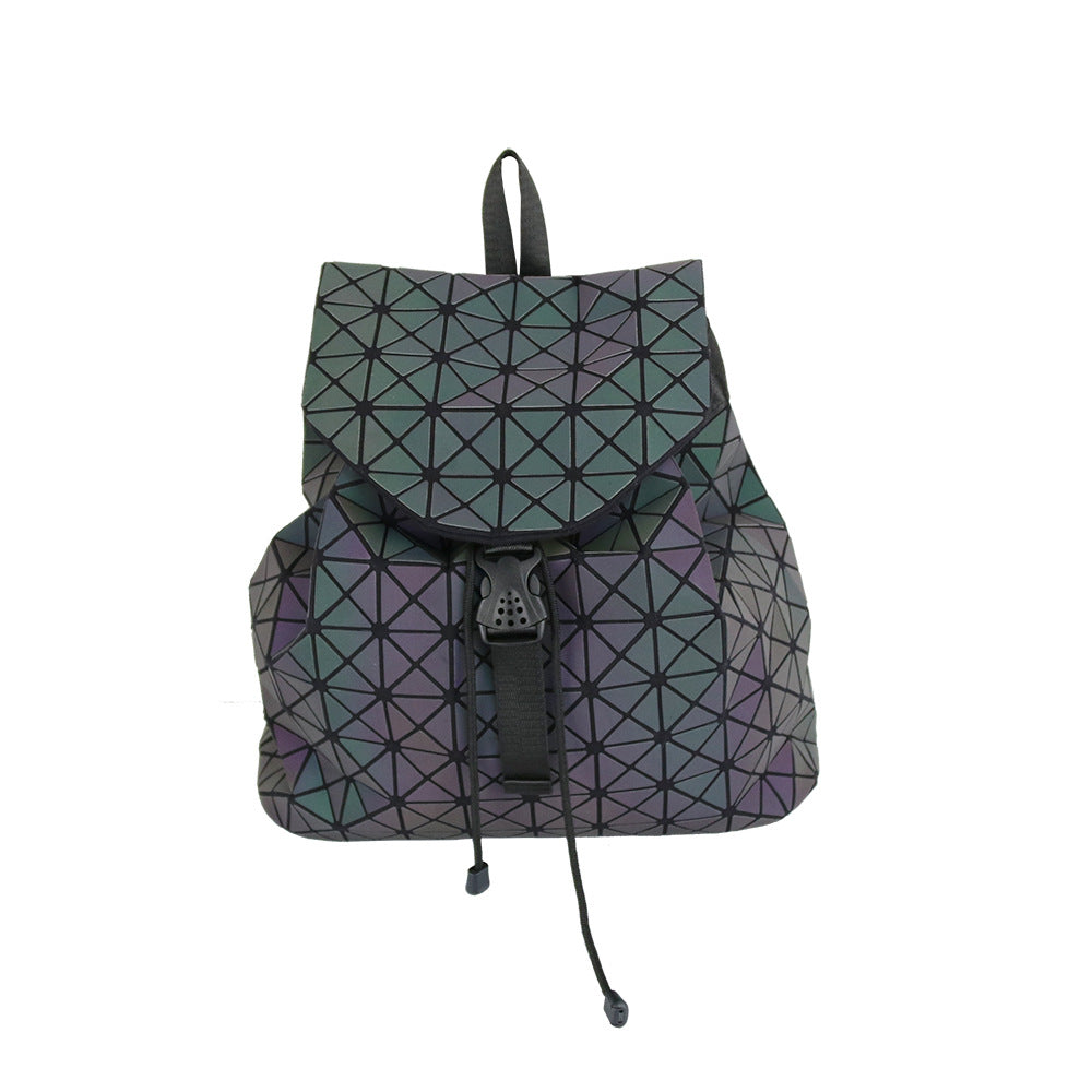 Women's & Men's & Colorful Geometric Rhombus Plaid Luminous Backpacks