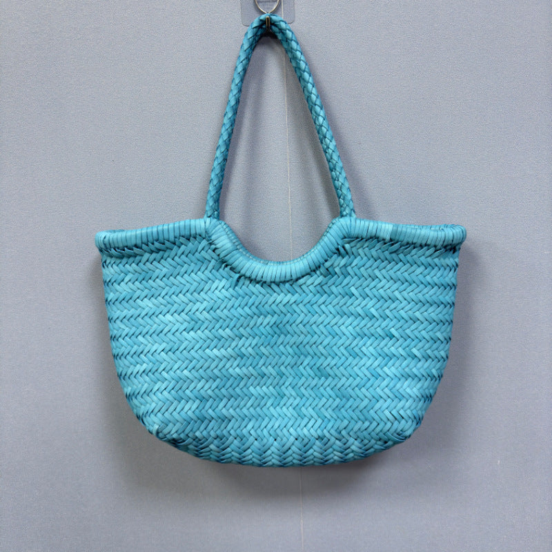 Women's Cow Woven Genuine Leather French Handbags