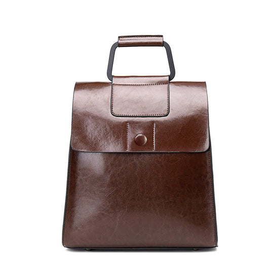 Women's Genuine Leather Fashion Oil Wax Cowhide Backpacks