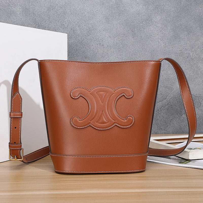 Capacity Arc Genuine Leather Graceful Fashionable Shoulder Bags
