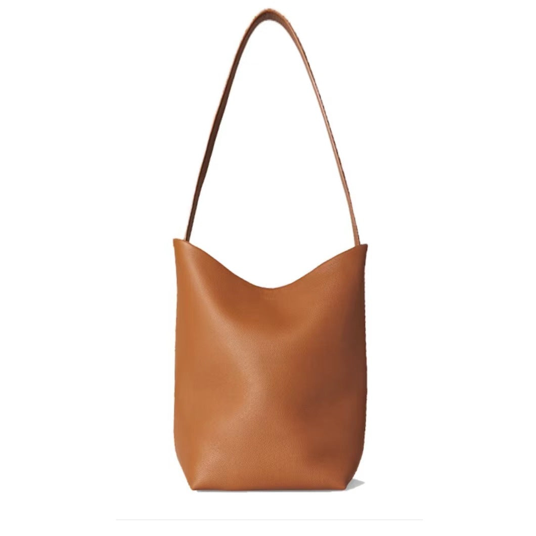 Women's High-grade Lychee Pattern Cowhide Large Capacity Totes Crossbody Bags