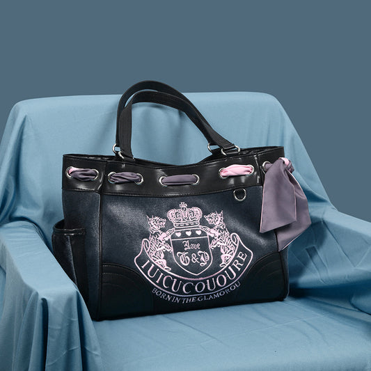 Women's Retro Fashionable Hot Embroidery Contrast Color Handbags