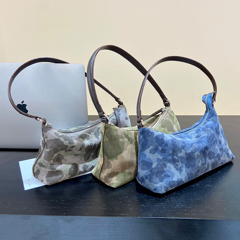 Women's Suede Underarm Baguette Vintage Frosted High-grade Shoulder Bags