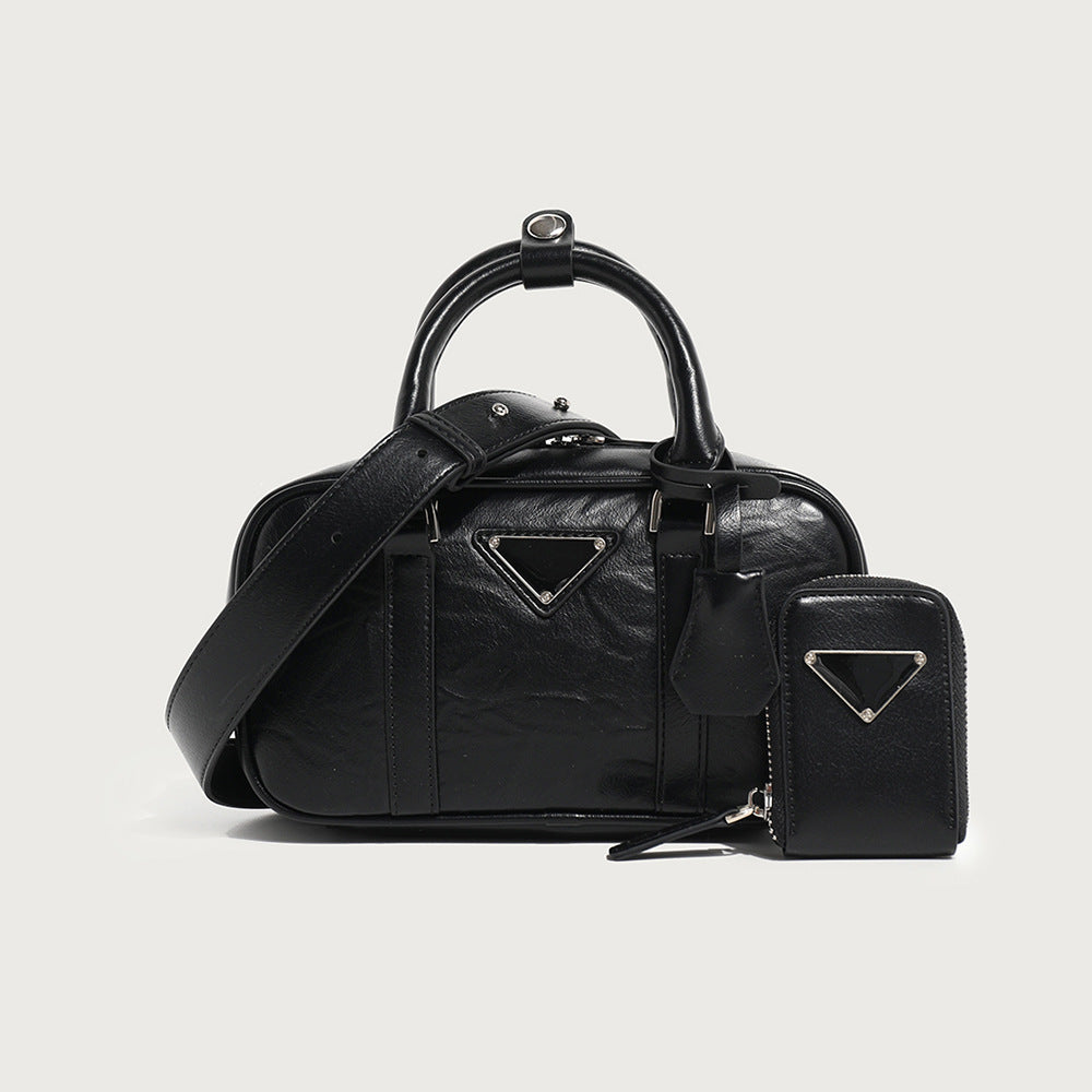 Summer Retro Soft Leather Bowling Design Crossbody Bags