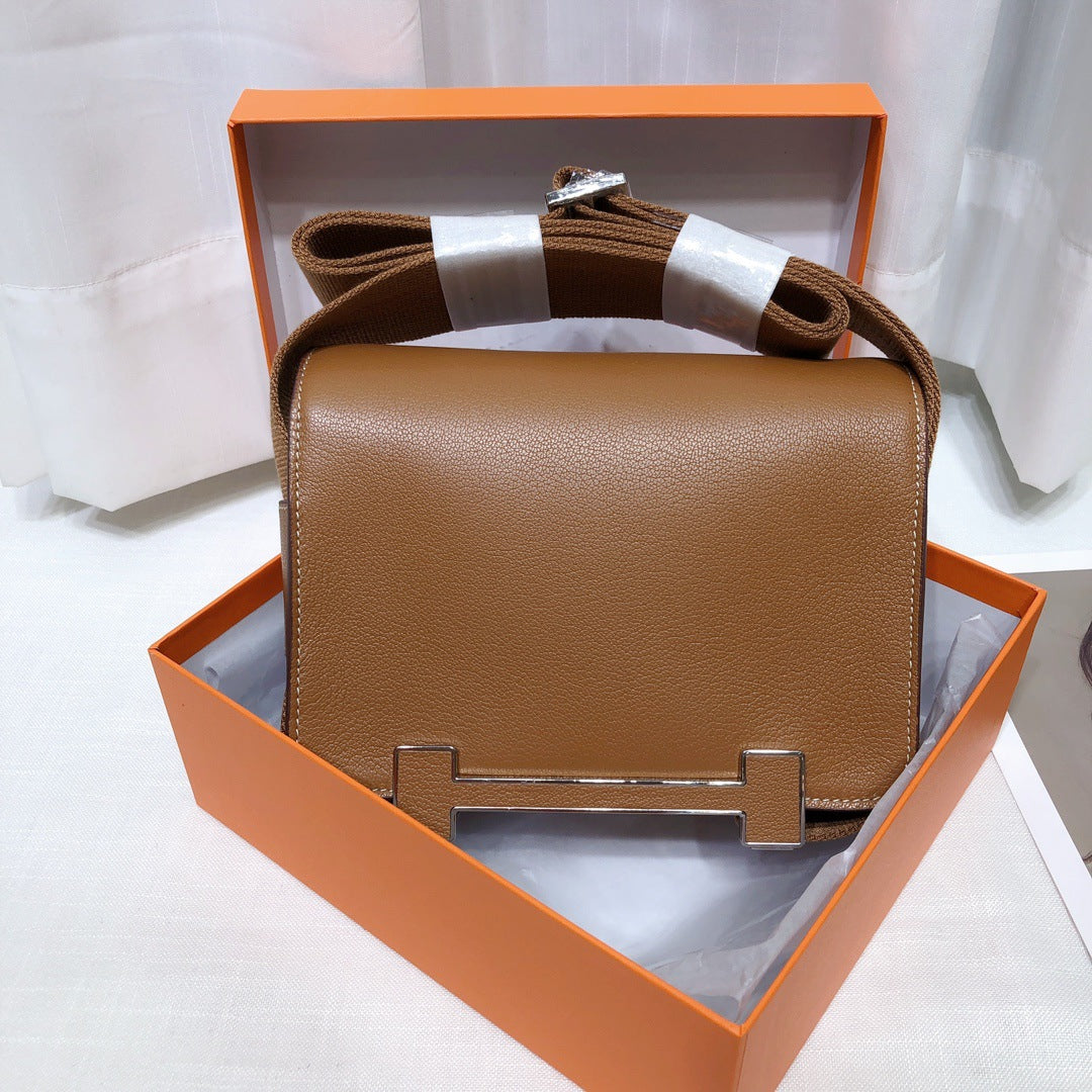 Women's Style Clogs Wide Strap Genuine Leather Crossbody Bags