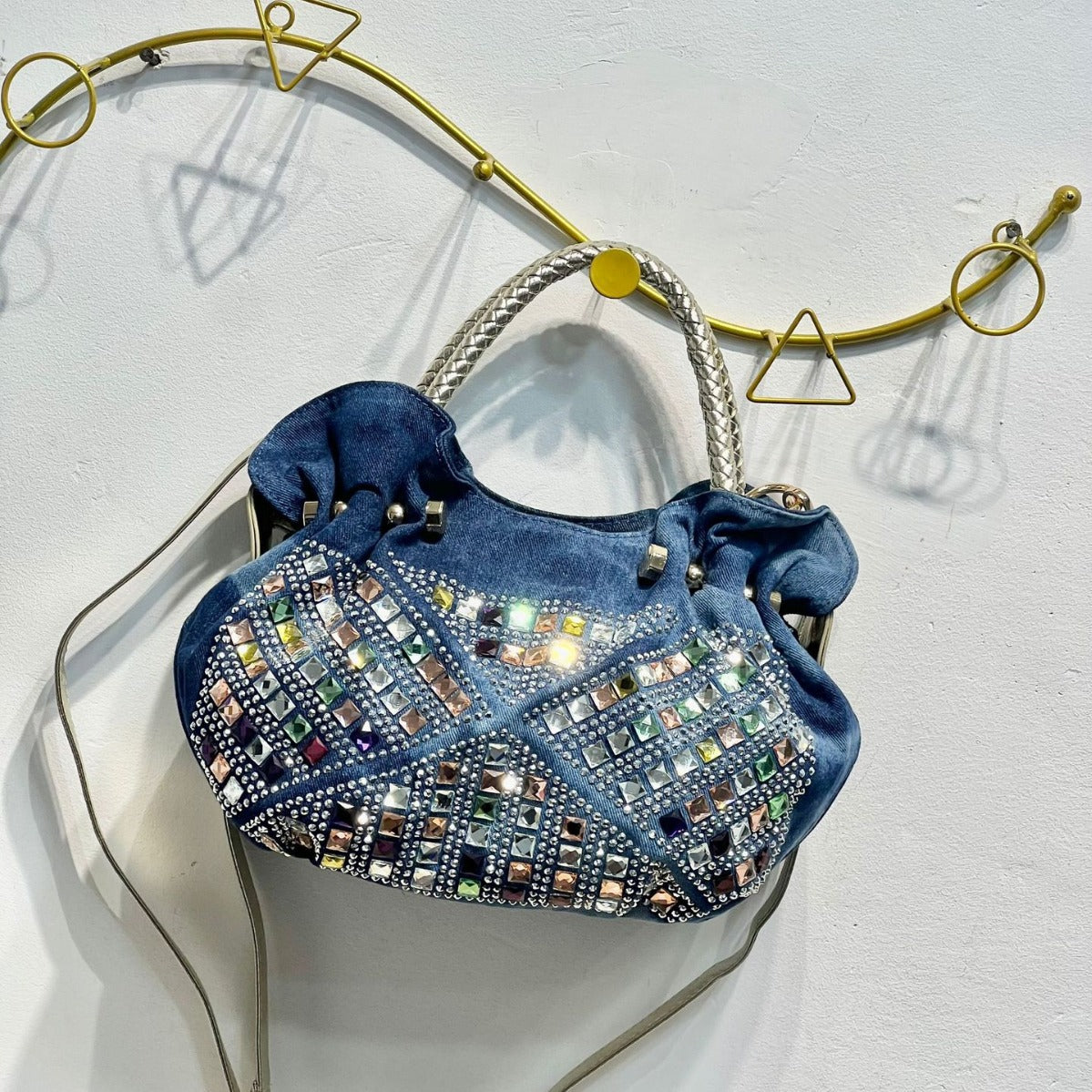 Korean Style Mini Fashion Canvas Rhinestone Handbags