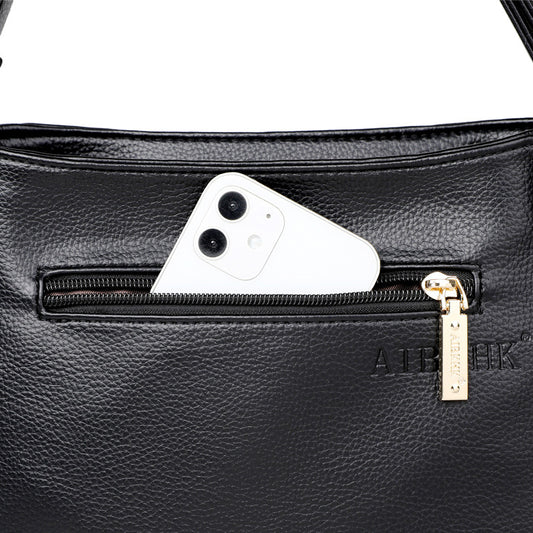 Women's Simple Mother's Soft Leather Large Capacity Crossbody Bags