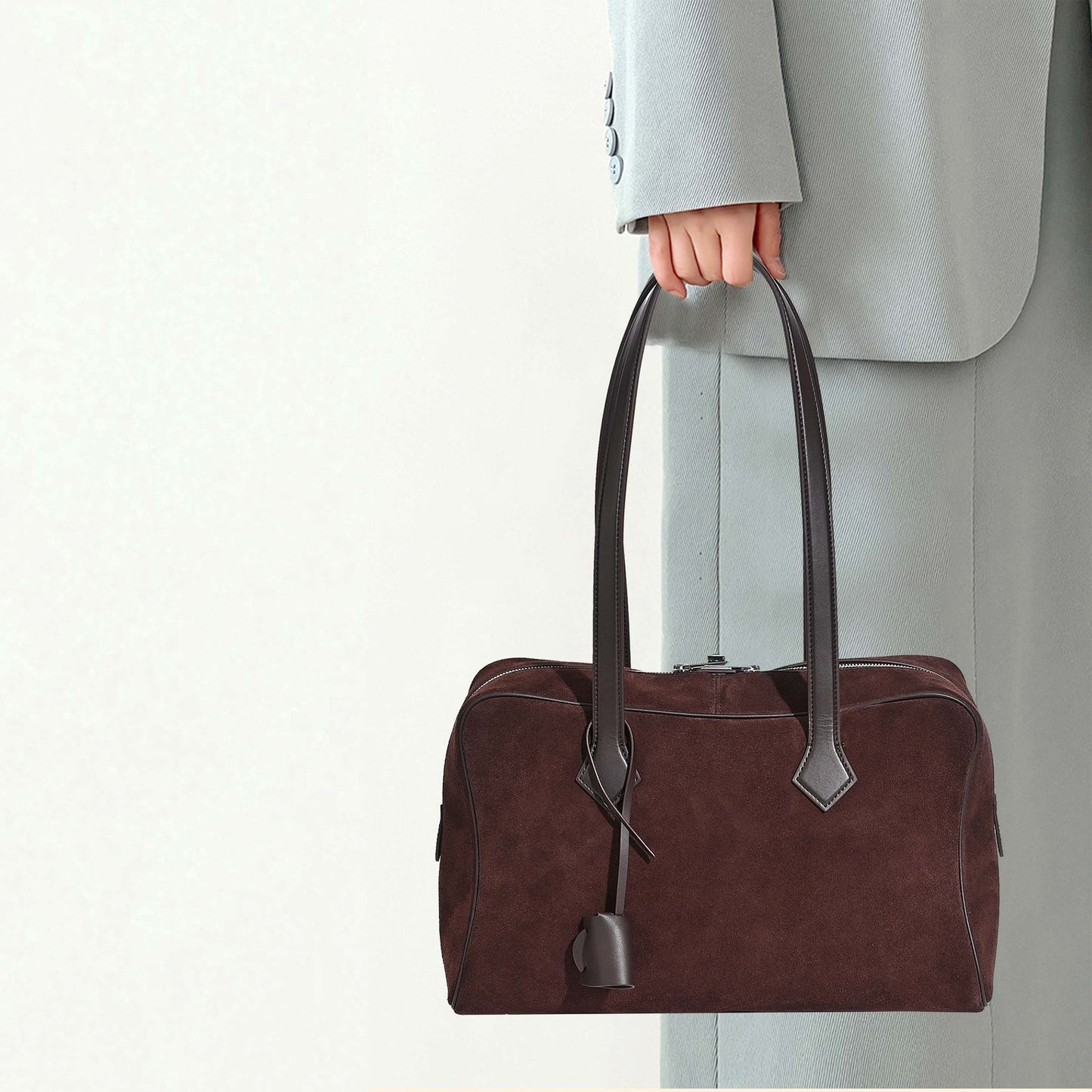 Women's First Layer Cowhide Victorian Leather Bowling Shoulder Bags