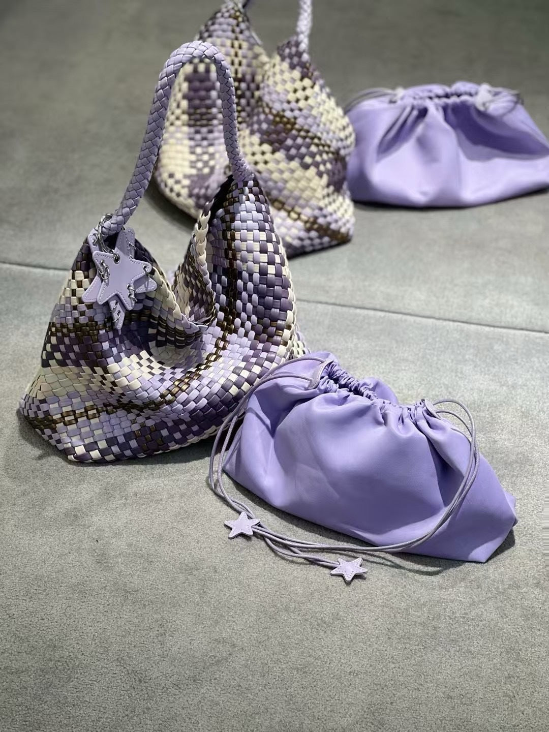 Woven Female Commuter Portable Underarm Genuine Tote Bags