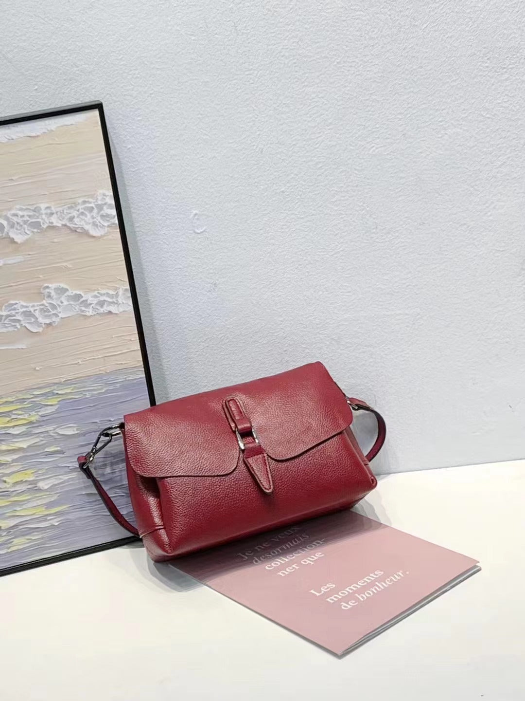 Women's First Layer Cowhide Single Medium Lady's Crossbody Bags