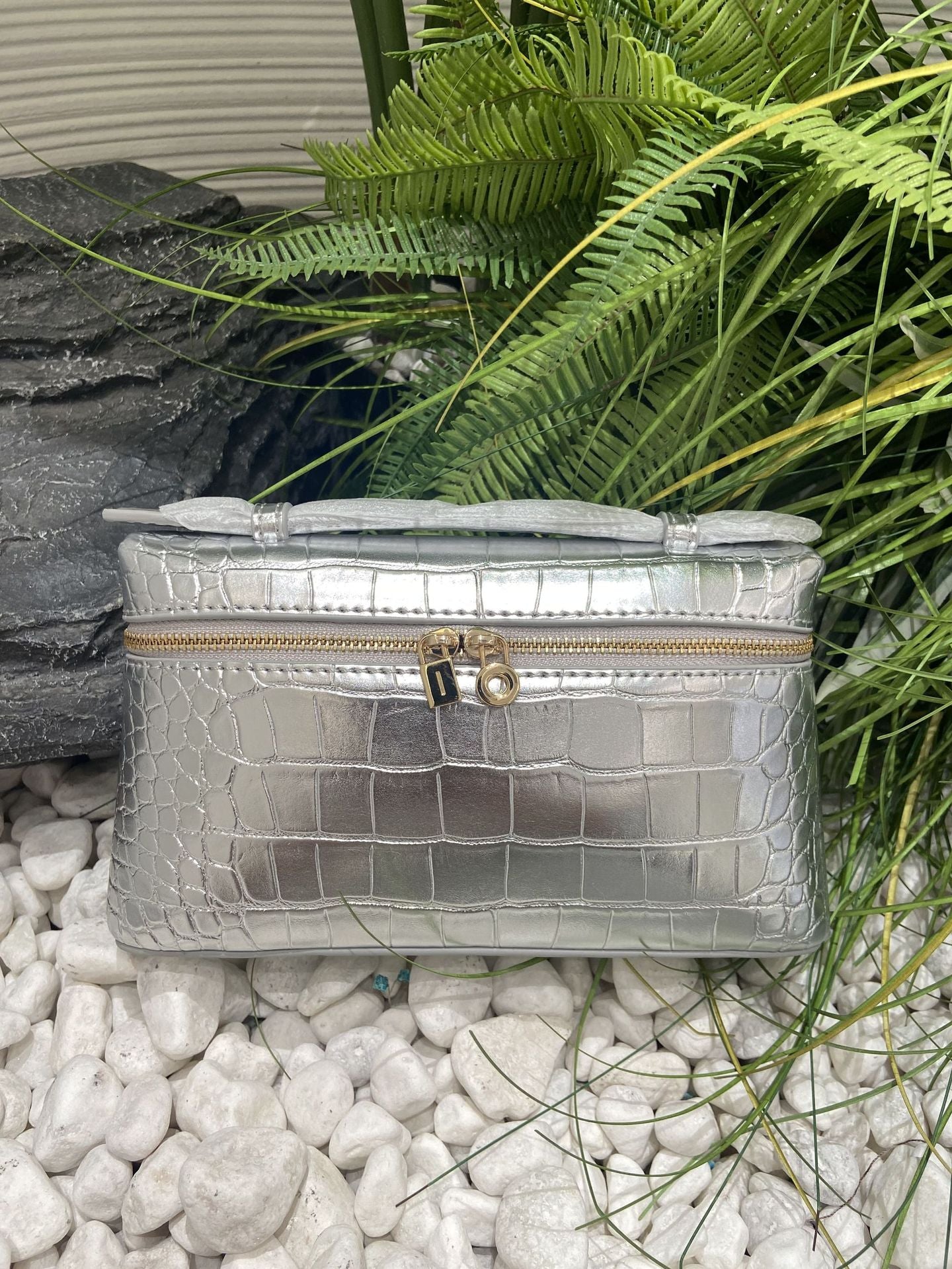 Crocodile Pattern Box Genuine Leather Lunch Shoulder Bags