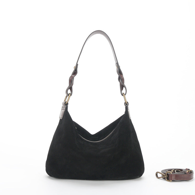 Women's Niche Underarm Leather Baguette Layer Cowhide Shoulder Bags