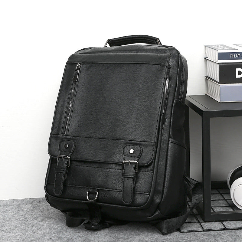 Durable Men's Leather Large Capacity Charging Backpacks