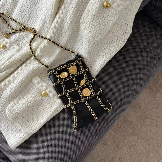 Classic Style Flower Hardware Chain Mobile Shoulder Bags