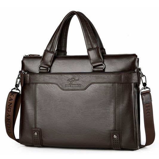 Men's Business Cowhide Textured Soft Leather Men's Handbags