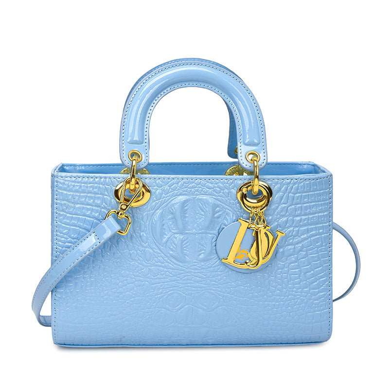 Women's Fashion Portable Crocodile Pattern Diana Shoulder Bags