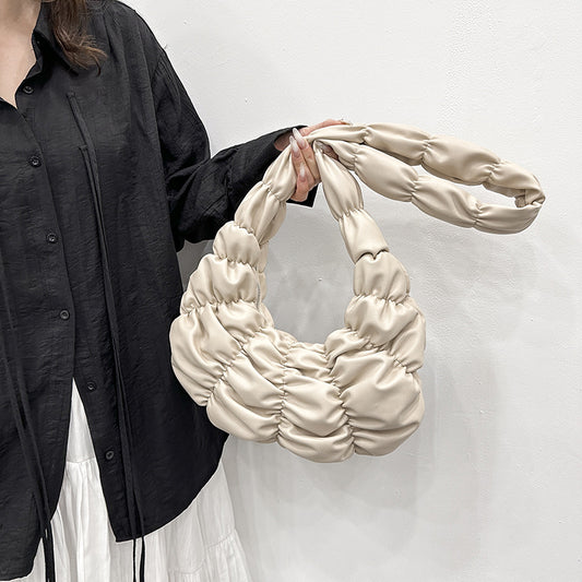 Women's Korean Style Cloud Pleated Underarm Sponge Shoulder Bags