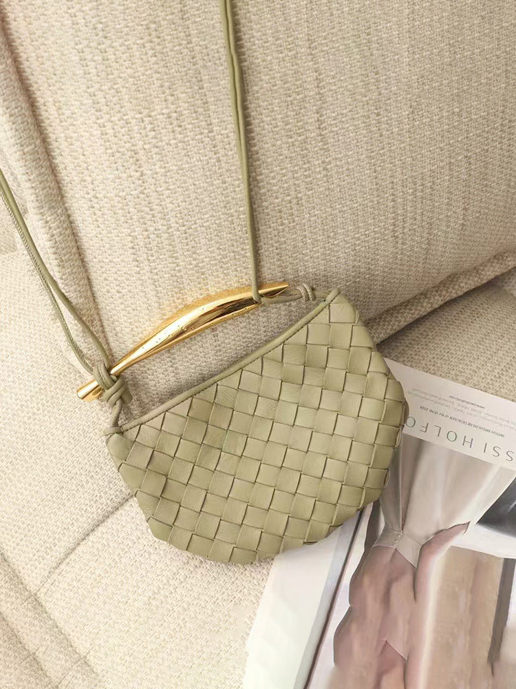Mini Sardine Woven Cowhide Metal Portable Crossbody Bags