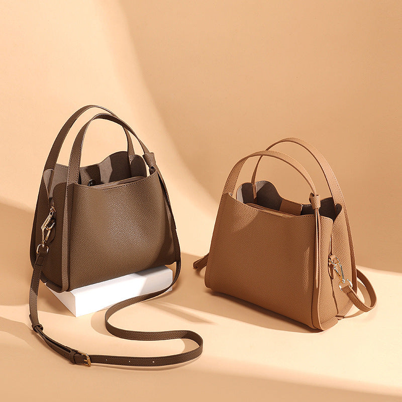 Women's High-grade Hand Basket Soft Cowhide Temperament Handbags