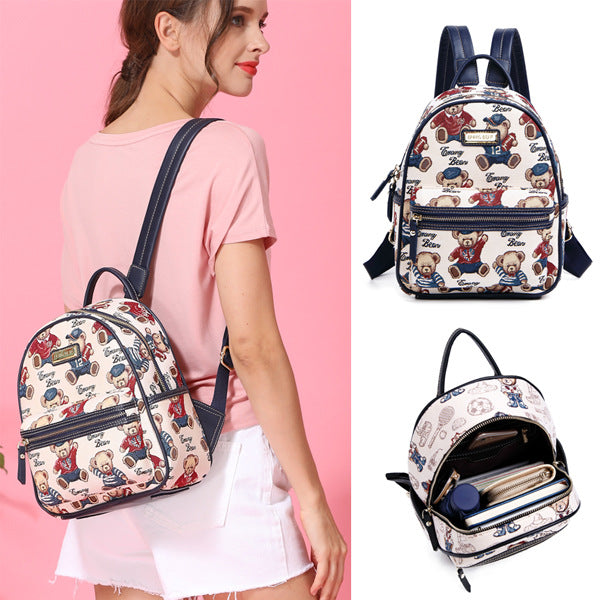 Women's Bear Attachment Korean Trendy Personalized Fresh Backpacks