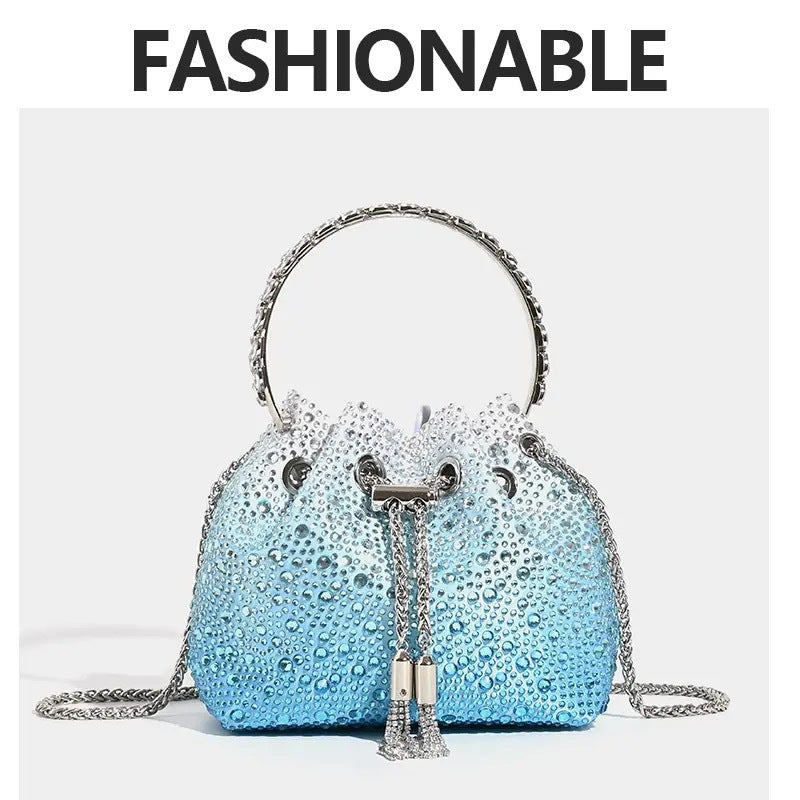 Shiny Advanced Rhinestone Sequins Chain Portable Evening Bags