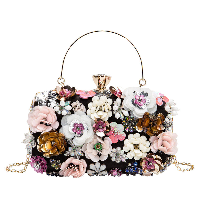 Handmade Pearl Embroidery Flowers Banquet Lady Evening Bags