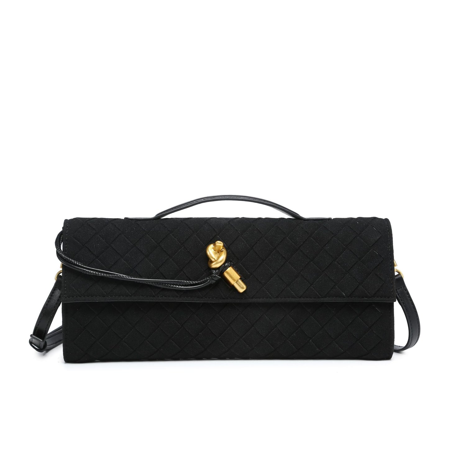 Woven Dinner Clutch Long Bolt Baguette Handbags