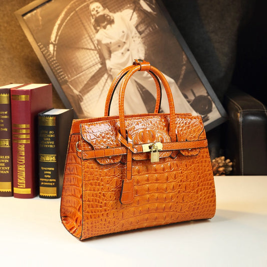 Women's Elegant Crocodile Pattern Big Mother Hard Handbags