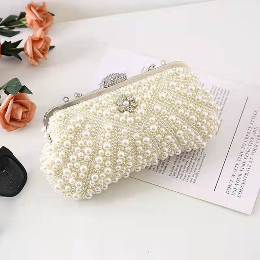 Women's Elegant Pearl Dinner Clutch Banquet Commuting Evening Bags