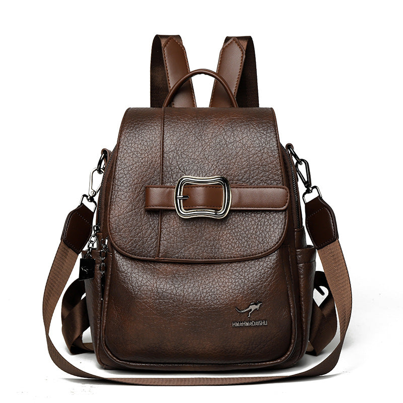 Women's Fashionable Large Capacity Leather Commuter Backpacks
