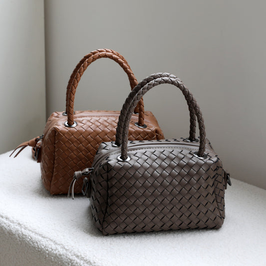 Women's Genuine Leather Boston Pillow Portable Handbags