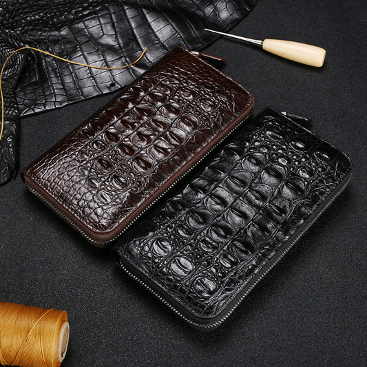 Men's Crocodile Leather Clutch Mid-length Business Zip Men's Wallets