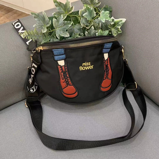 Women's Korean Nylon Fabric Semicircle Niche Personality Crossbody Bags