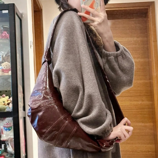 Croissant Linen Coated Unisex Knotted Claw Crossbody Bags