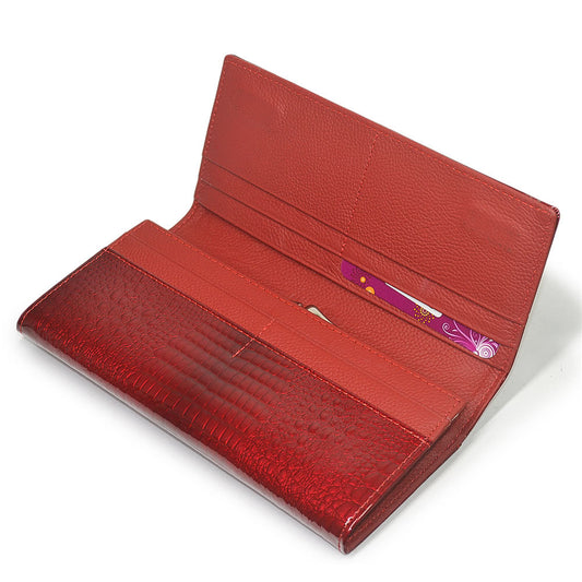 Women's Magnetic Snap Patent Leather Long Multiple Ladies Wallets