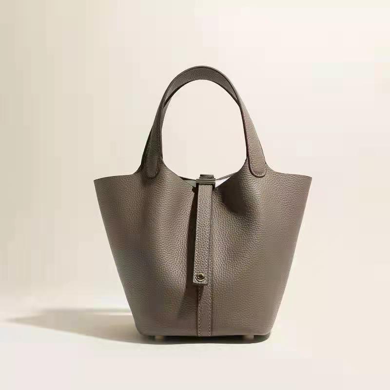 Women's Leather Vegetable Basket Layer Cowhide Large Handbags