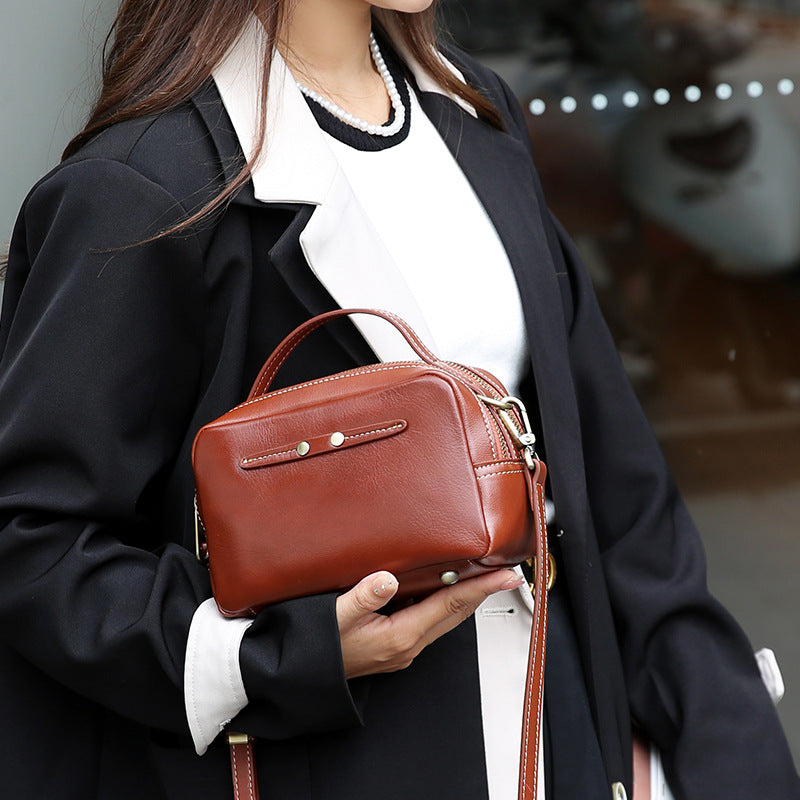 Women's Female Versatile Niche Design Genuine Leather Crossbody Bags