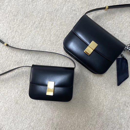 Women's Genuine Leather Tofu Stewardess Retro Simple Shoulder Bags