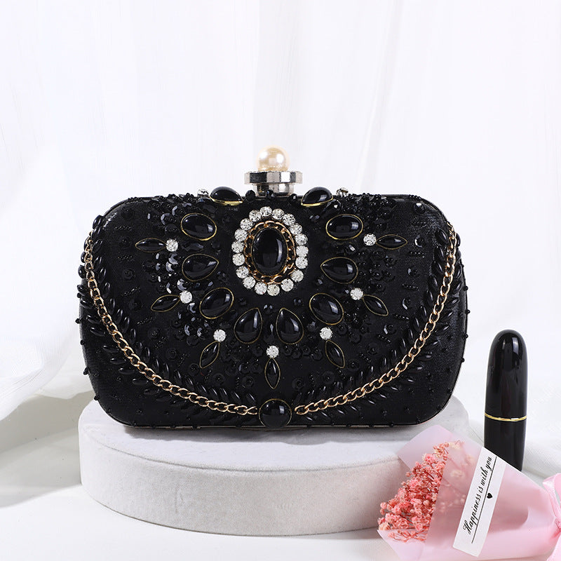 Women's Oval Acrylic Chain Fashionable Elegant Satin Evening Bags