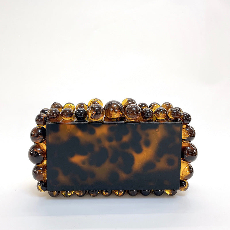 Women's Trendy Acrylic Cloud Glue Beads Clutch Evening Bags