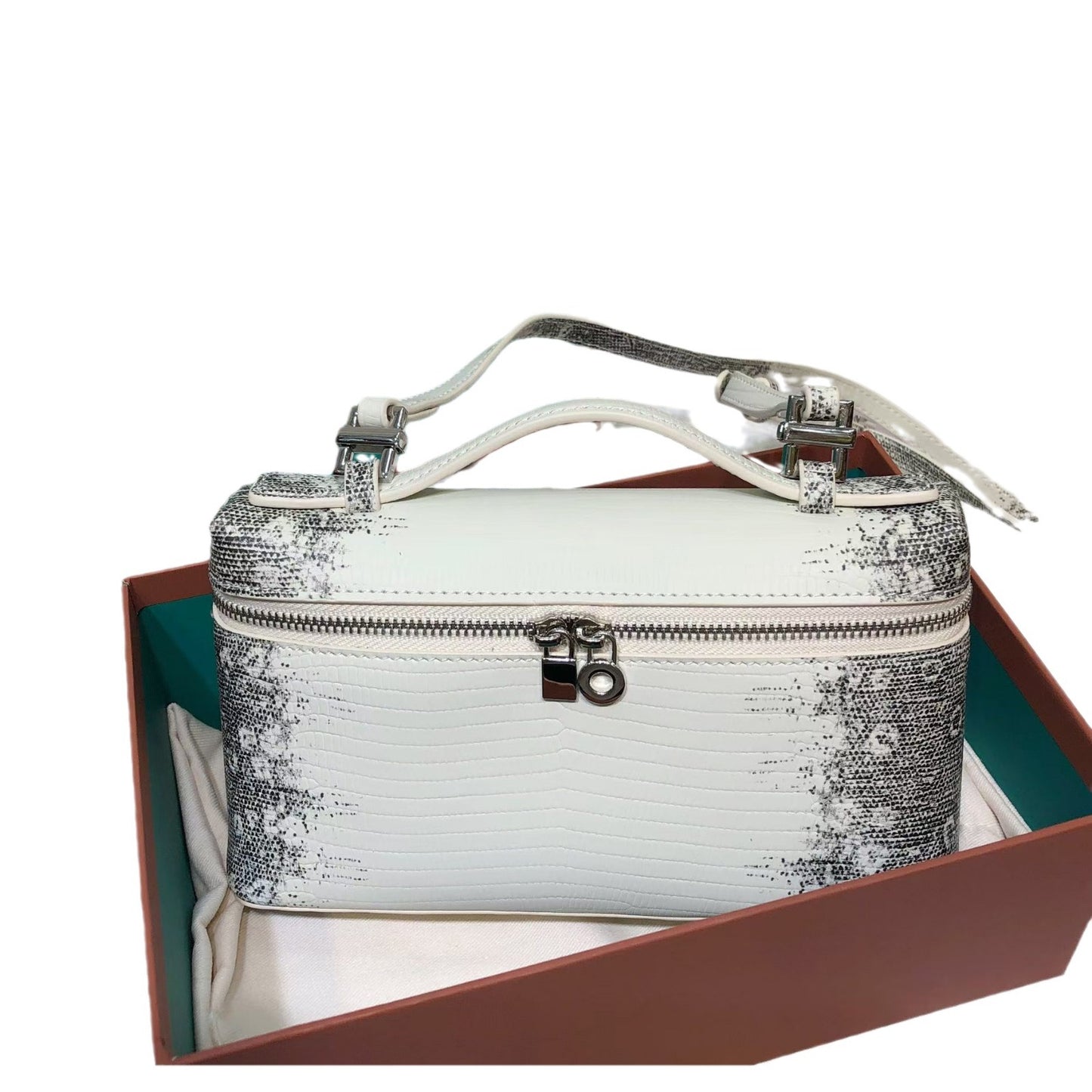 Women's Layer Cowhide Crocodile Pattern Lunch Box Genuine Leather Handbags