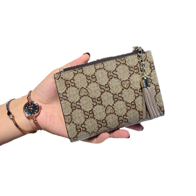 Women's Short Simple Folding Large Capacity Tassel Ladies Wallets