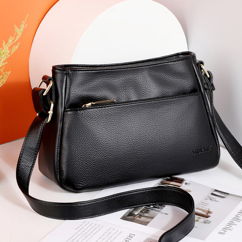 Women's Simple Mother's Soft Leather Large Capacity Crossbody Bags