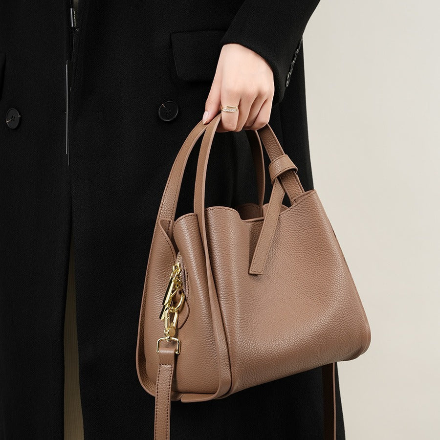 Women's First Layer Cowhide Vegetable Basket Leather Crossbody Bags