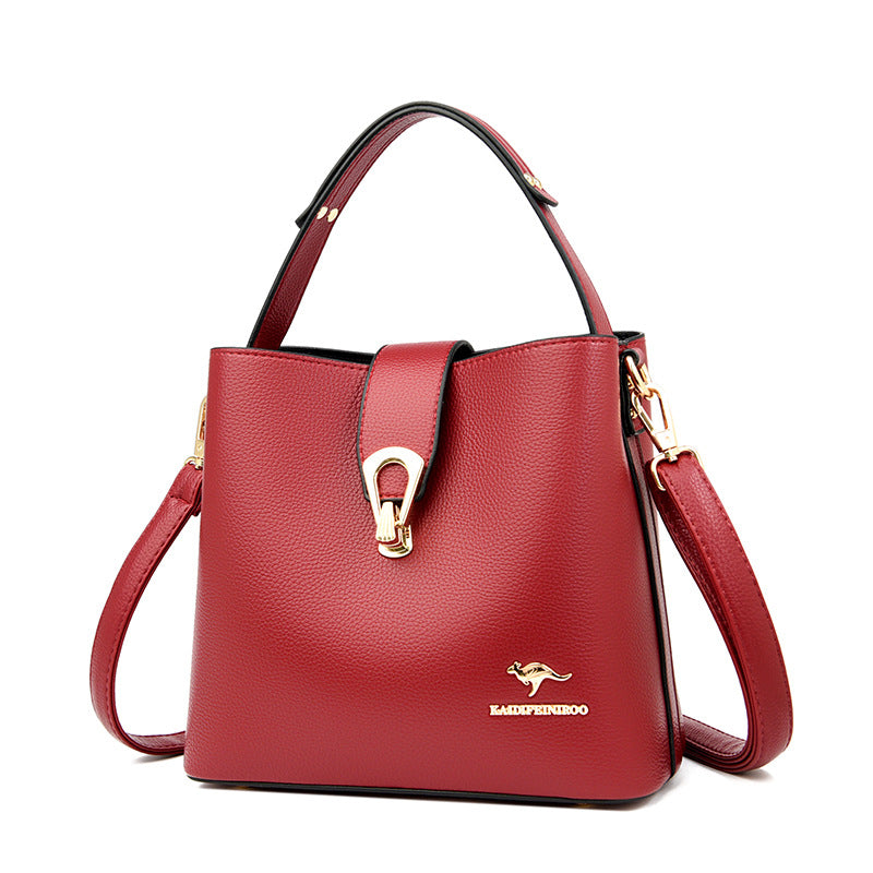 Women's Barrel Fashion Simple Soft Leather Mom Handbags