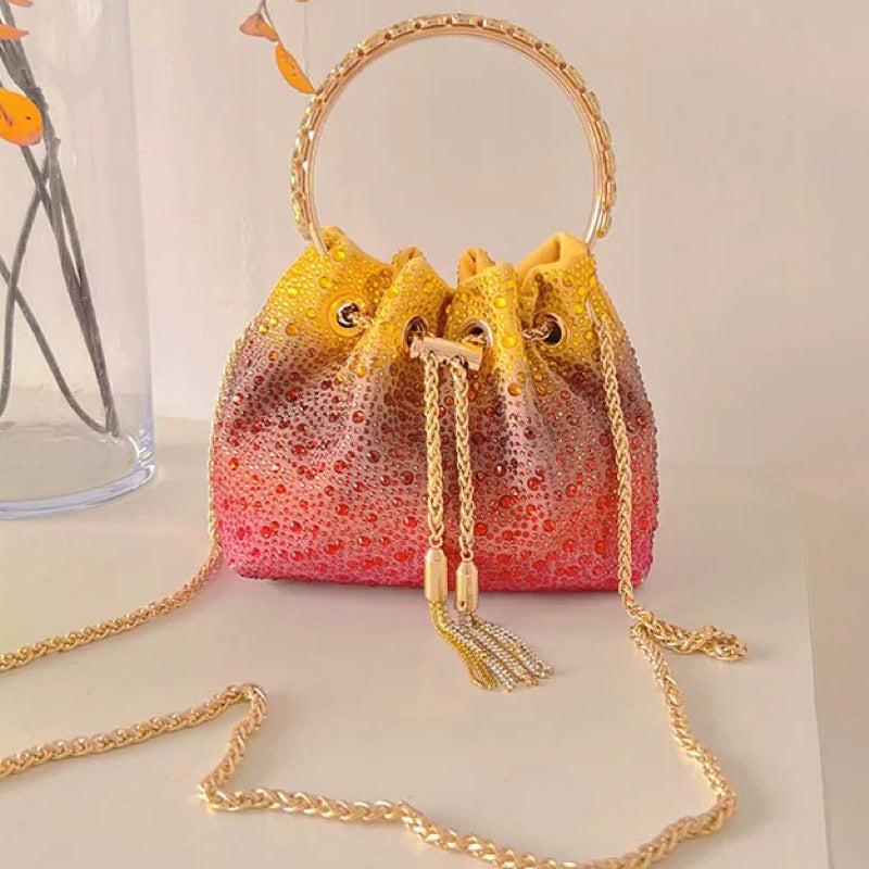 New Rhinestone Metal Clutch Tassel Chain Shoulder Bags