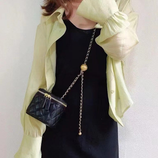 Sheepskin Classic Style Rhombus Chain Hand Carrying Double Crossbody Bags