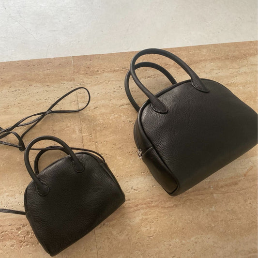 Women's Top Layer Leather Boston Black One Portable Handbags